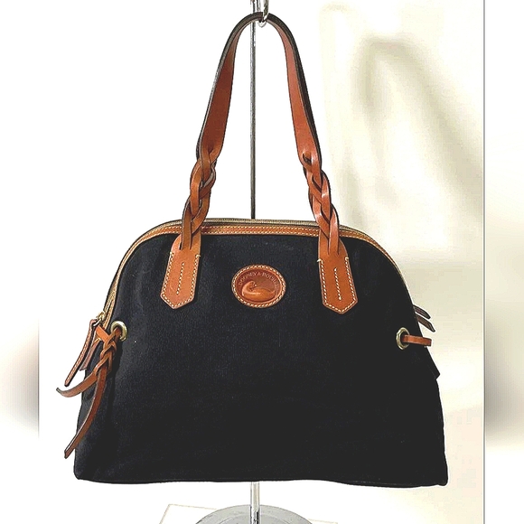 Dooney & Bourke Handbags - Authentic DOONEY AND BOURKE Classic Black BRAIDED Leather Trim Handbag
